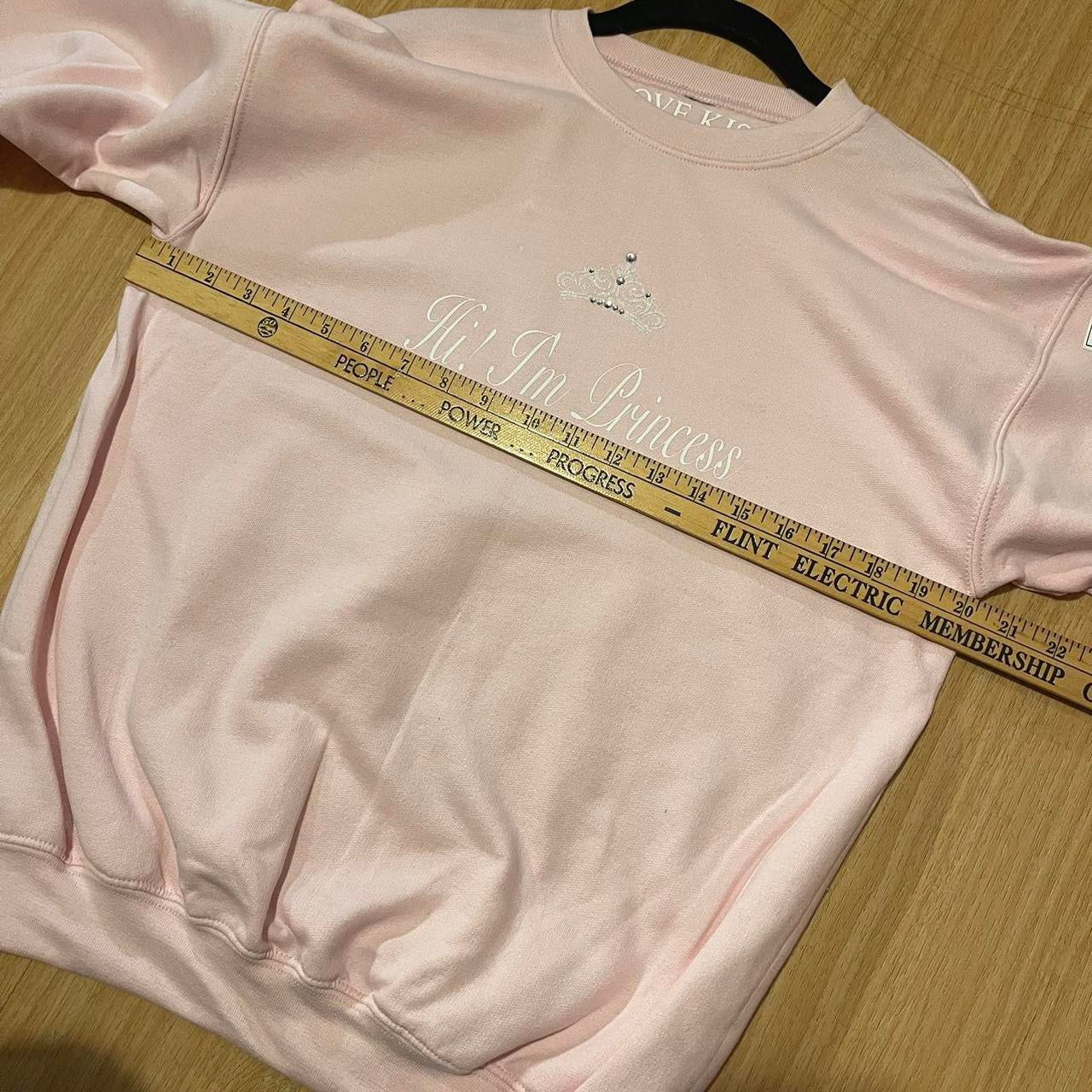𓏲ּ𝄢 ‘Hi! I’m Princess’ Baby Pink Sweatshirt with Rhinestones