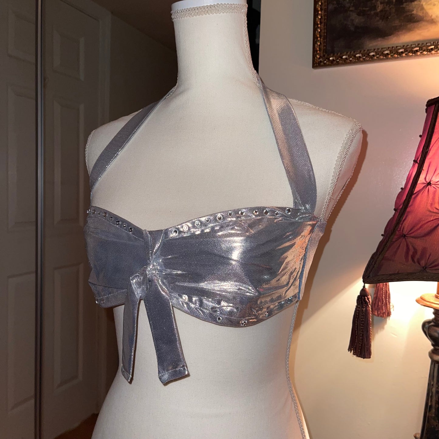 “Divalicious” Rhinestone Bralette in Silver