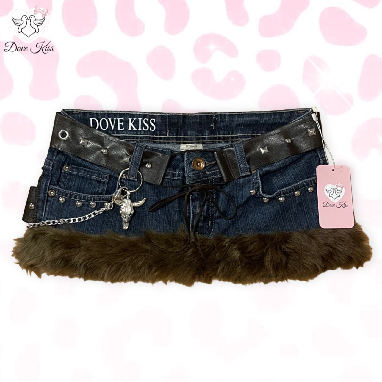 ୨୧ Grunge Gyaru Princess Micro Mini Faux Fur Trim Skirt - SIZE S