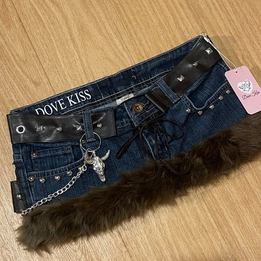 ROCKSTAR PRINCESS Micro Mini Faux Fur Skirt - SIZE S