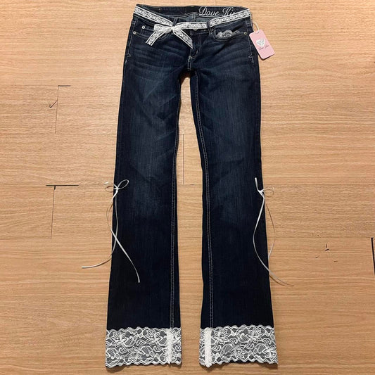 OOAK Princess Ribbon Jeans (with lace & bows)