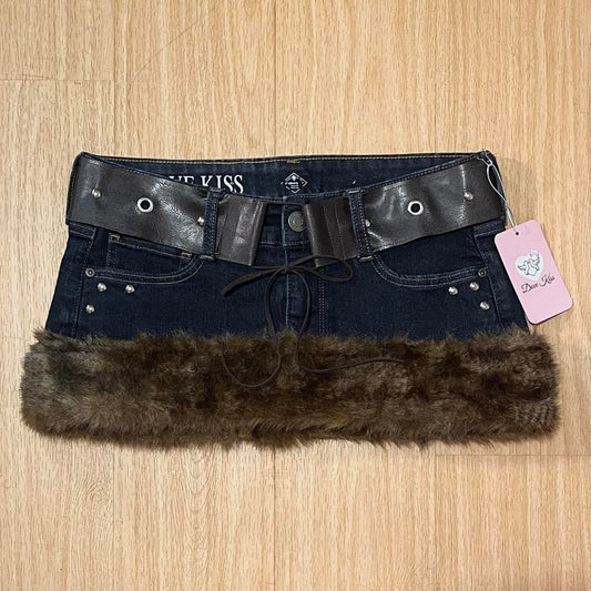 ROCKSTAR PRINCESS Micro Mini Faux Fur Skirt - SIZE M