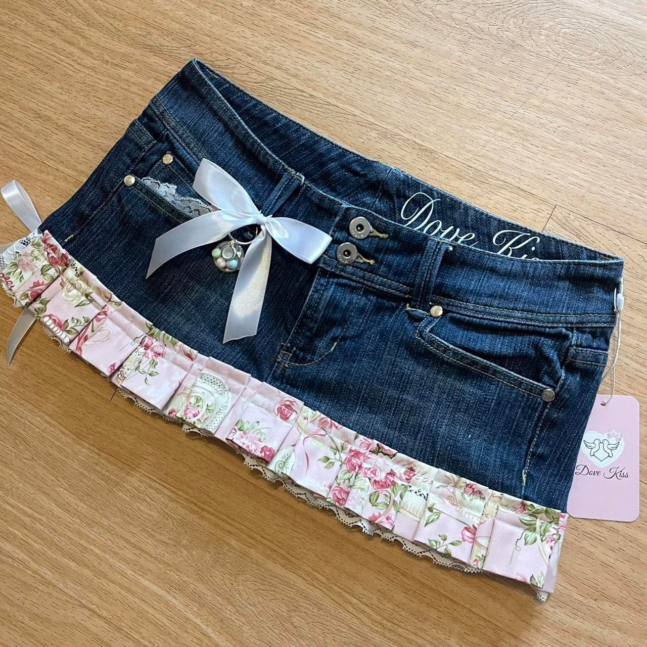 Reworked/Upcycled 2000s Micro Mini Skirt (with lace & embellishments)