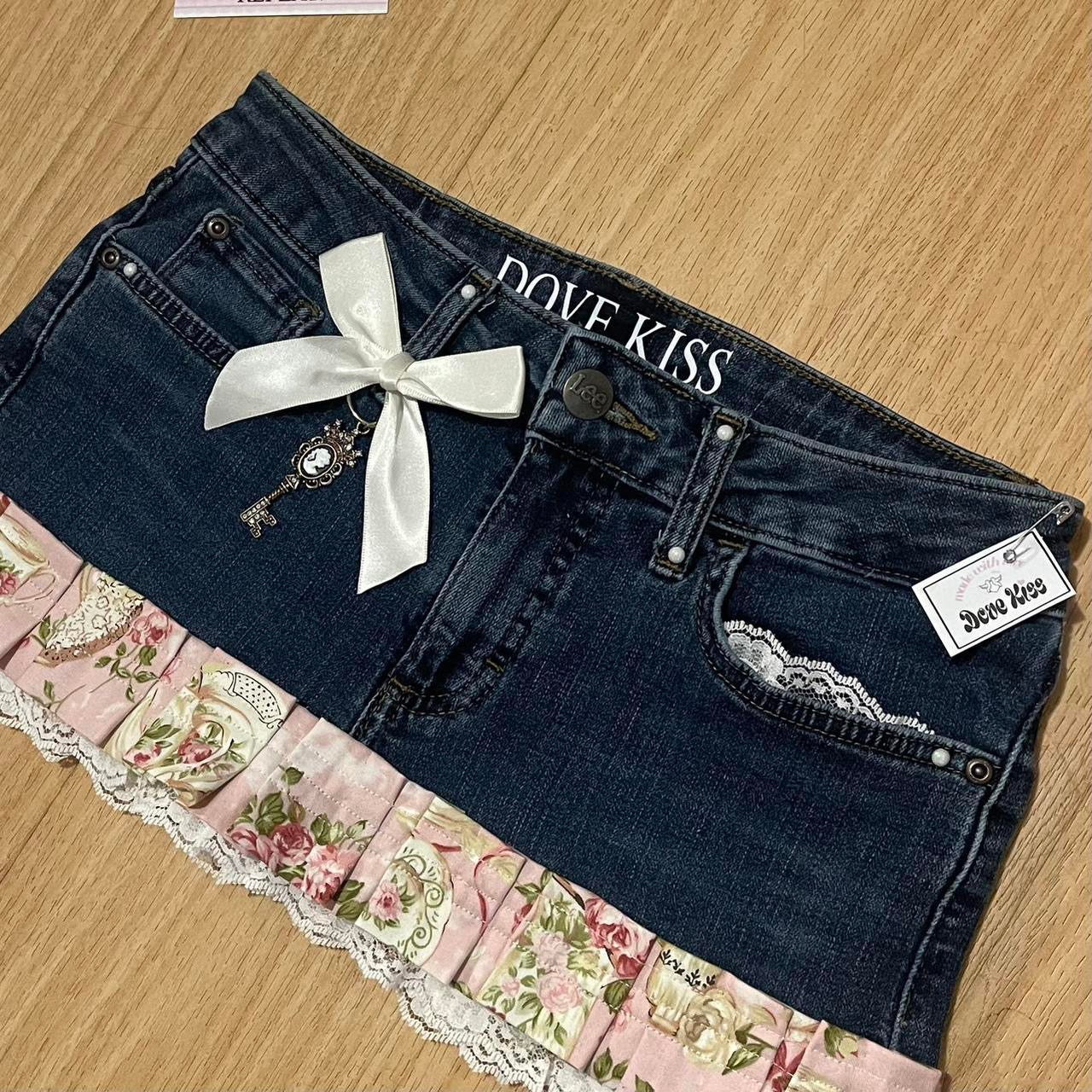 𓏲ּ𝄢 Royal Kawaii Princess Mini Denim Skirt - SIZE S