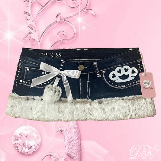TOUGH COOKIE Mini Faux Fur Skirt - SIZE L