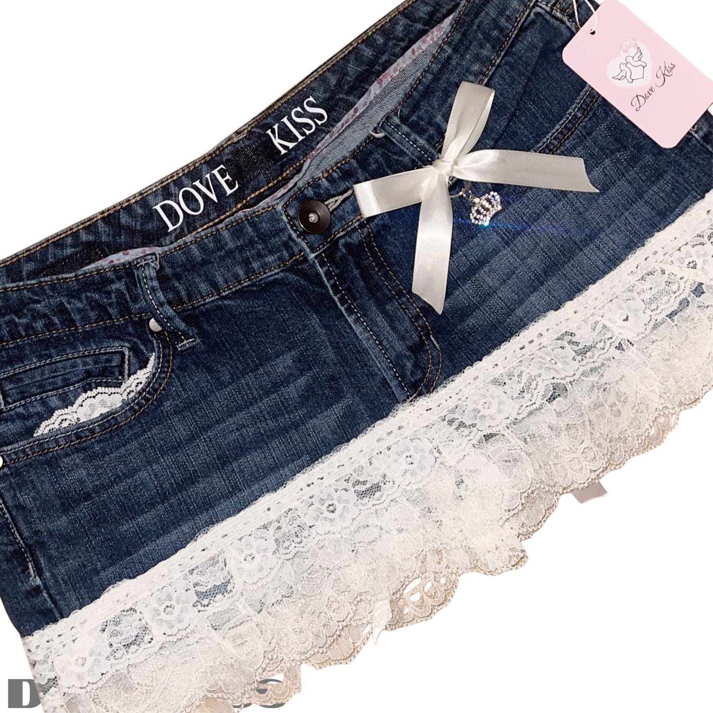 Reworked/Upcycled Mini Skirt (with lace & embellishments)