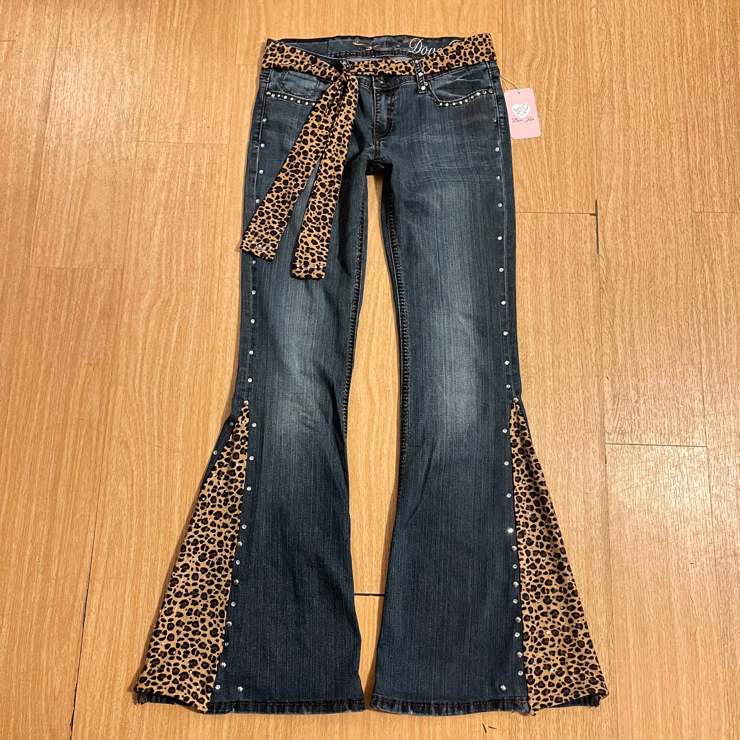 Reworked/Upcycled 80s Diva OOAK Jeans (with belt and embellishments)