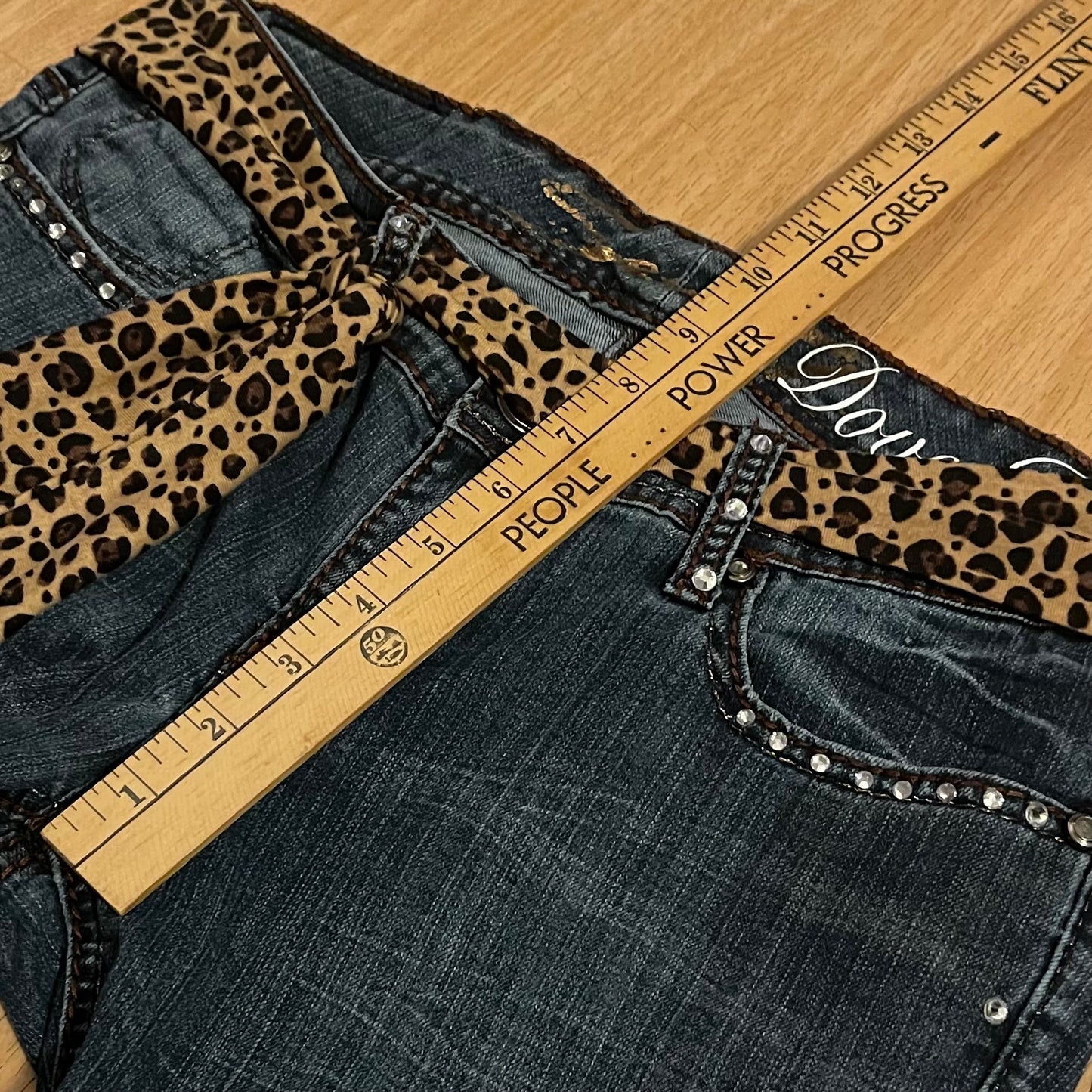 Reworked/Upcycled 80s Diva OOAK Jeans (with belt and embellishments)