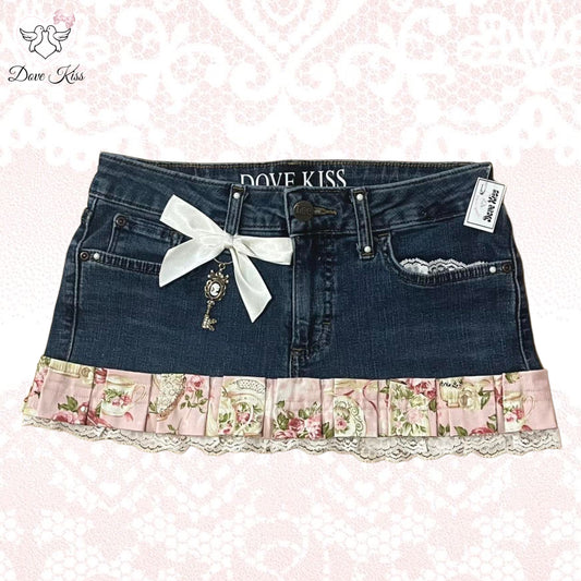 𓏲ּ𝄢 Royal Kawaii Princess Mini Denim Skirt - SIZE S