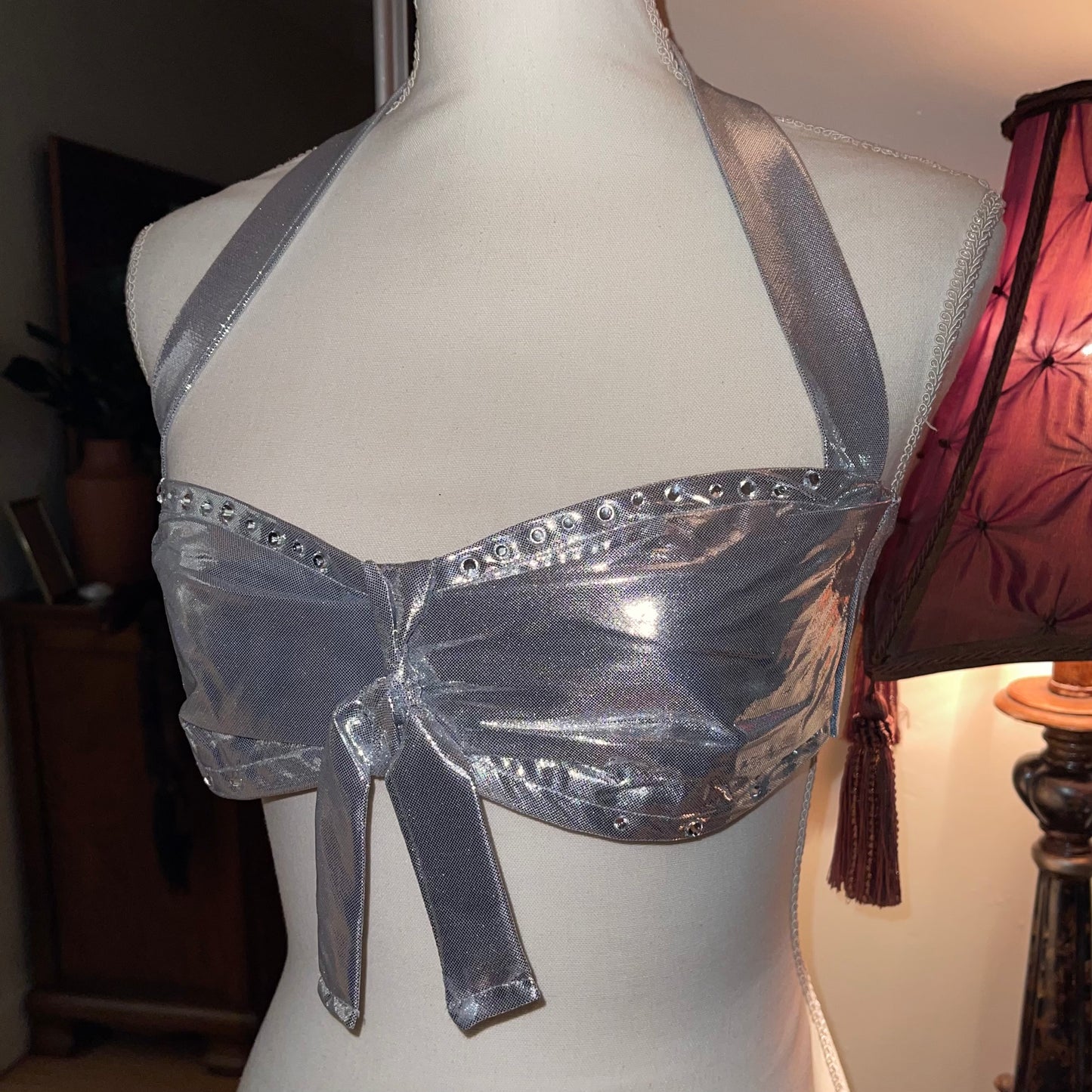“Divalicious” Rhinestone Bralette in Silver