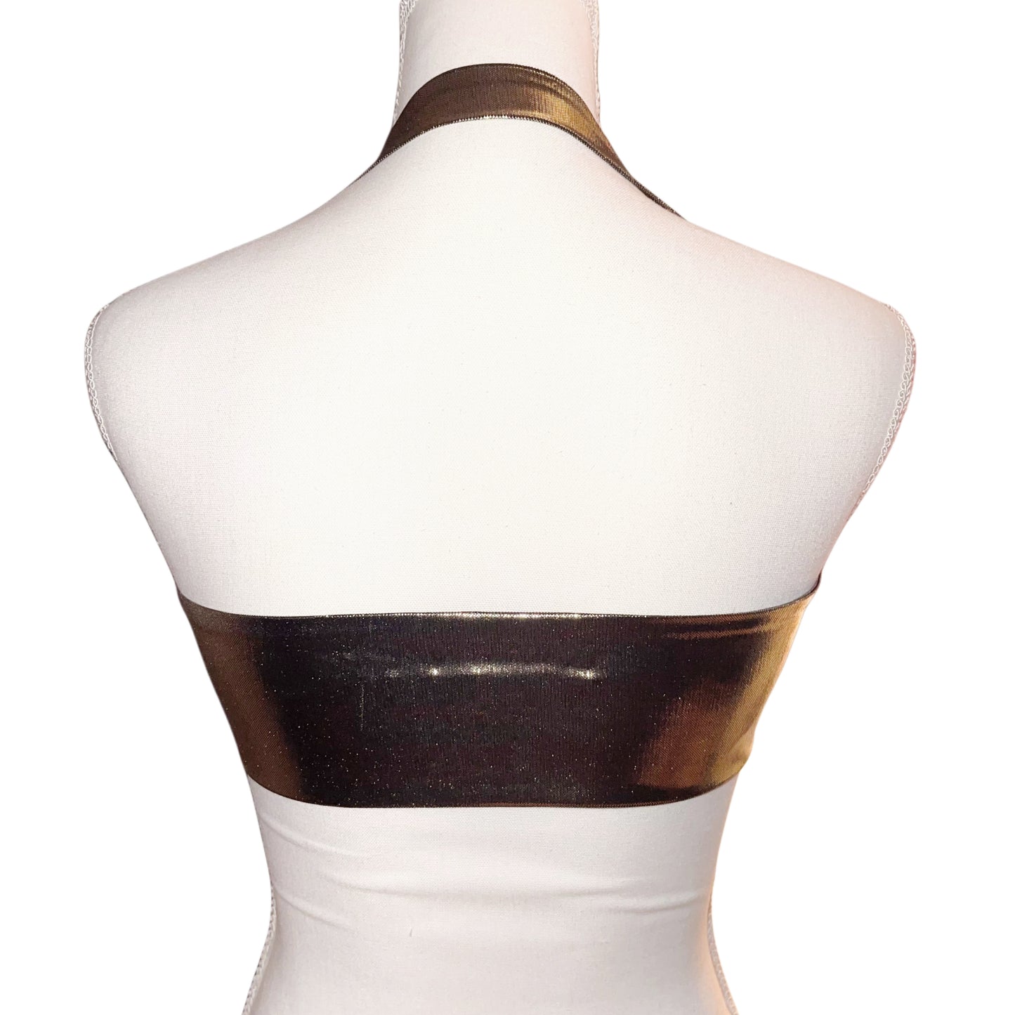 “DIVALICIOUS” Rhinestone Halter Top Bralette in Gold