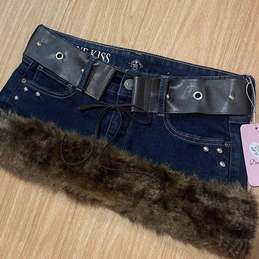 ROCKSTAR PRINCESS Micro Mini Faux Fur Skirt - SIZE M