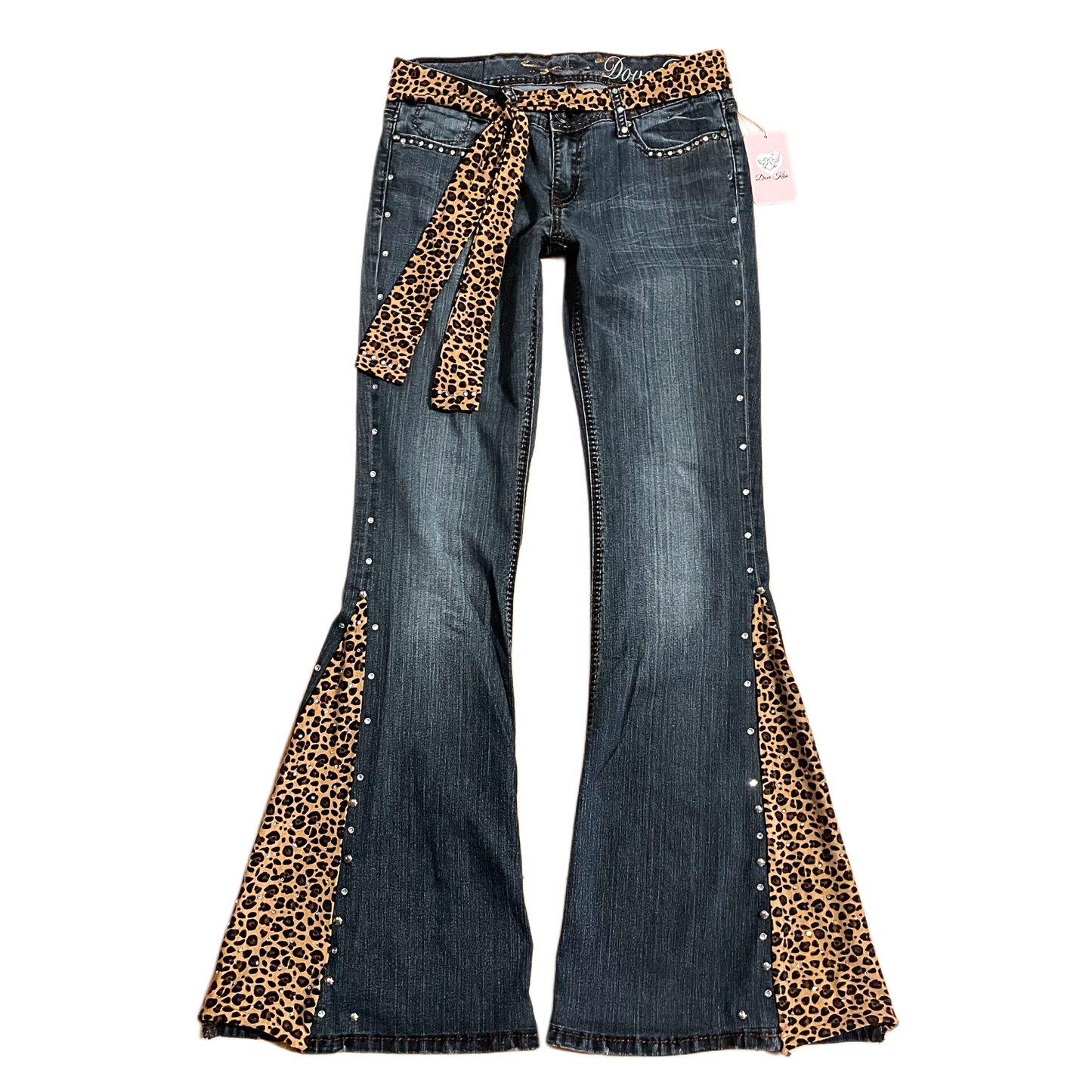 Reworked/Upcycled 80s Diva OOAK Jeans (with belt and embellishments)