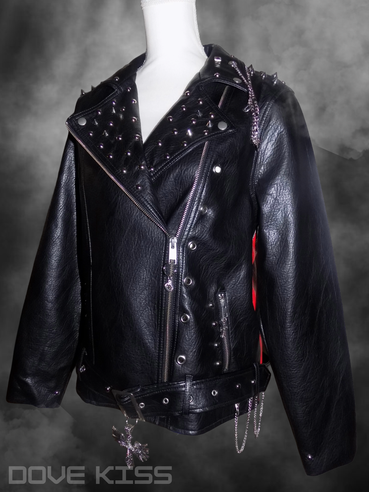 "LOVE BITES" 1 of 1 Reworked Faux Leather Jacket (With Hand-painted Details & Embellishments)