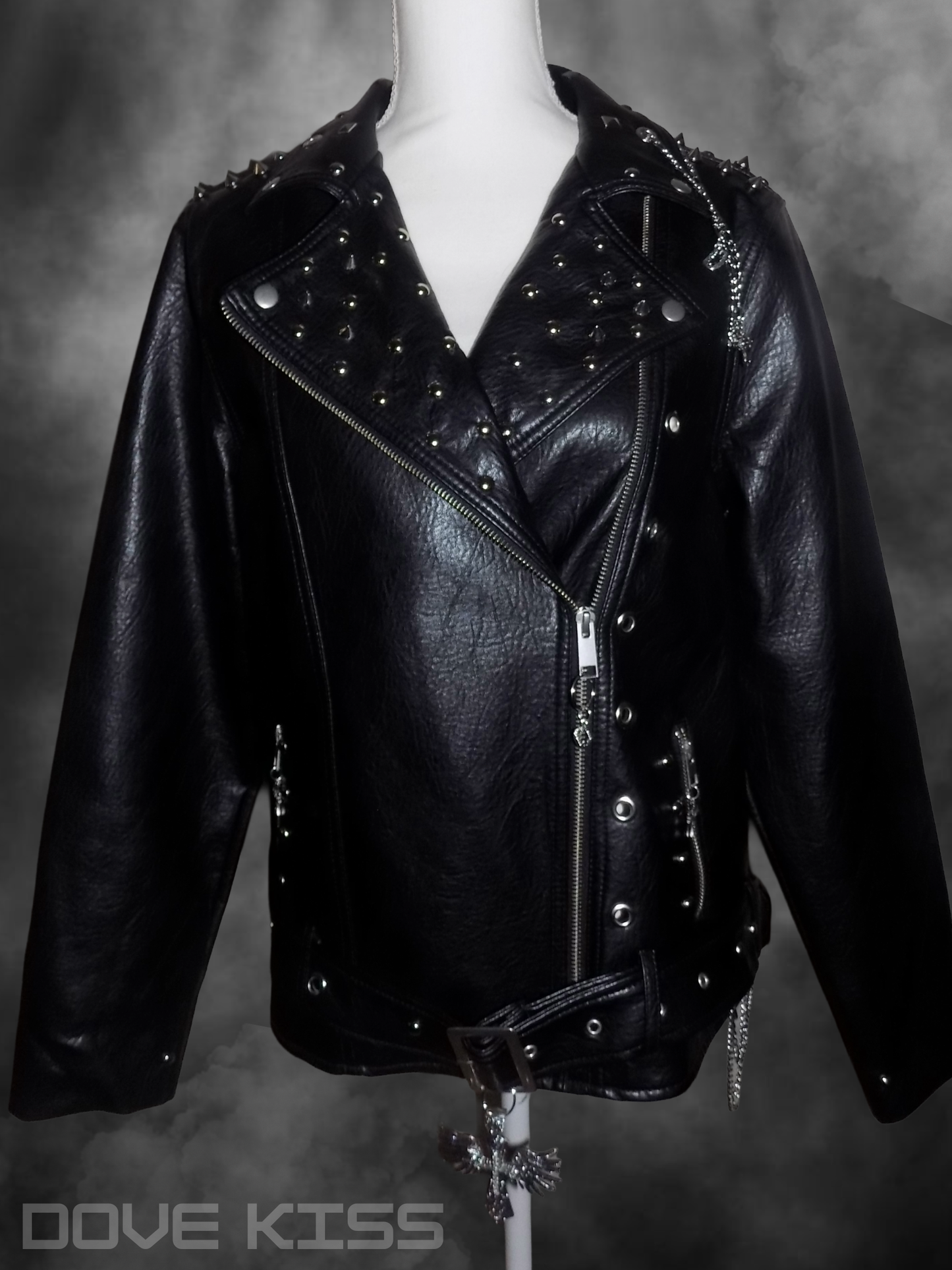 "LOVE BITES" 1 of 1 Reworked Faux Leather Jacket (With Hand-painted Details & Embellishments)