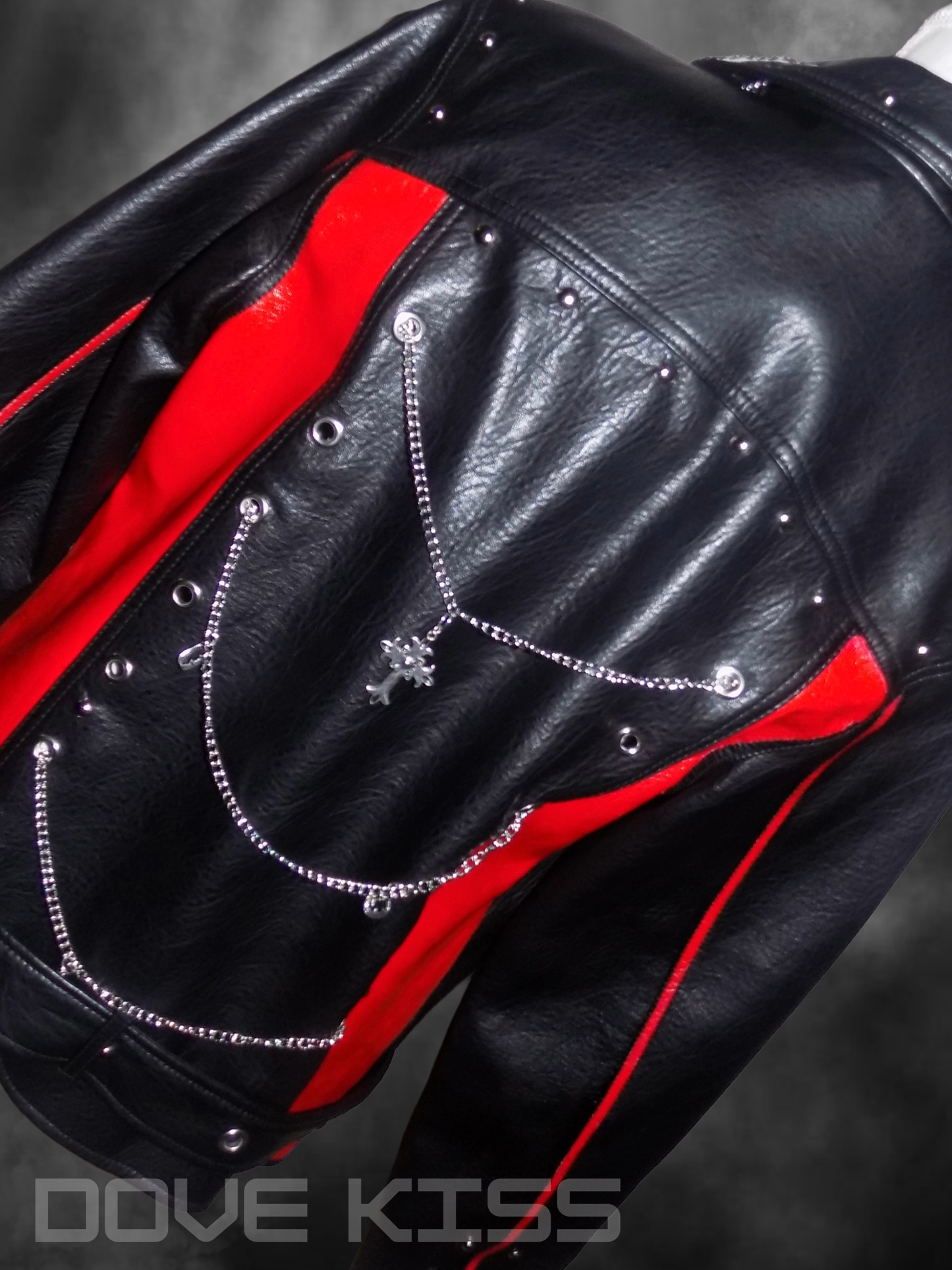 "LOVE BITES" 1 of 1 Reworked Faux Leather Jacket (With Hand-painted Details & Embellishments)