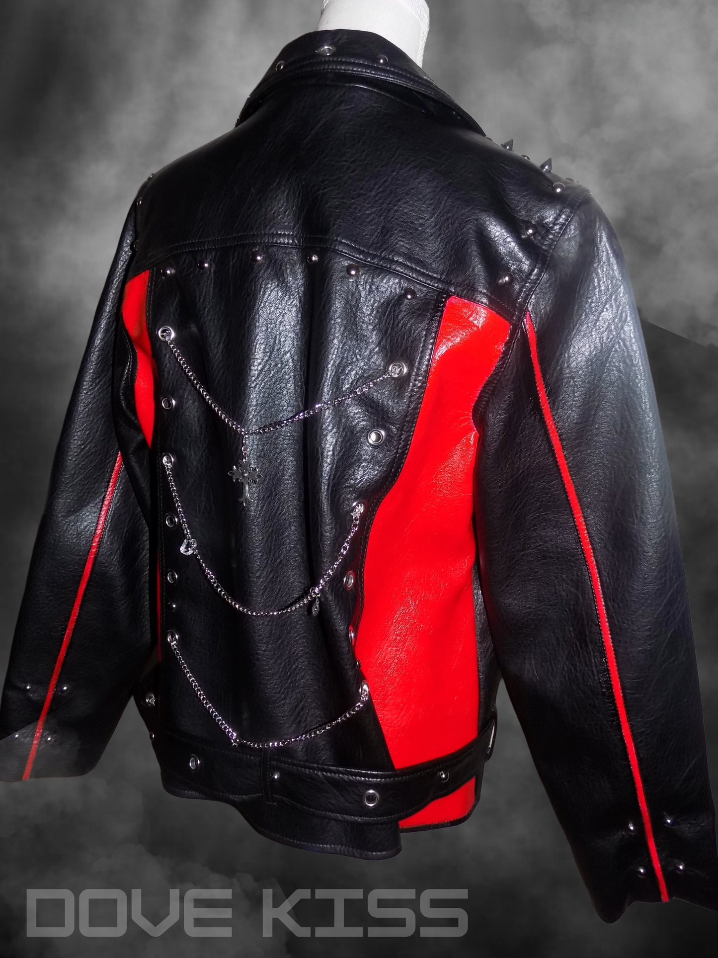 "LOVE BITES" 1 of 1 Reworked Faux Leather Jacket (With Hand-painted Details & Embellishments)