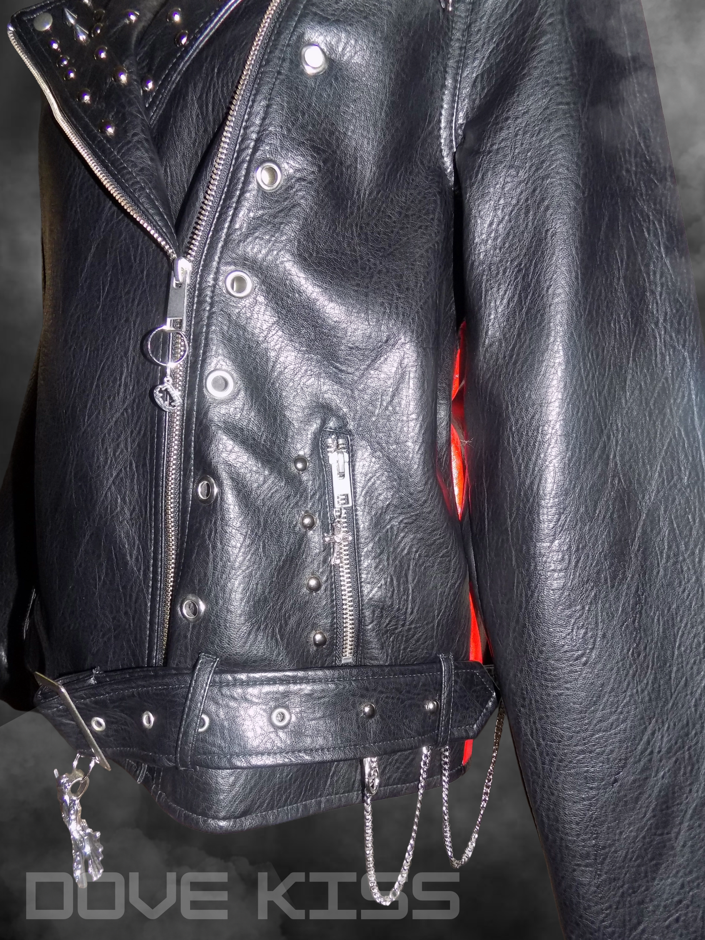 "LOVE BITES" 1 of 1 Reworked Faux Leather Jacket (With Hand-painted Details & Embellishments)