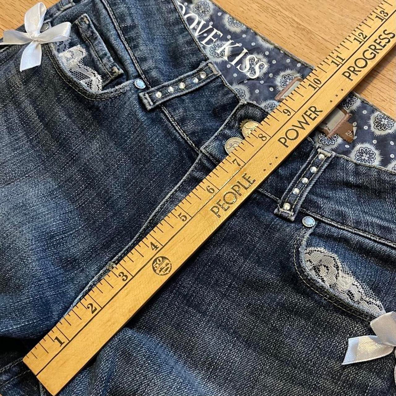 OOAK Y2K Princess Ribbon Jeans (with lace, hand-painted art & bows)