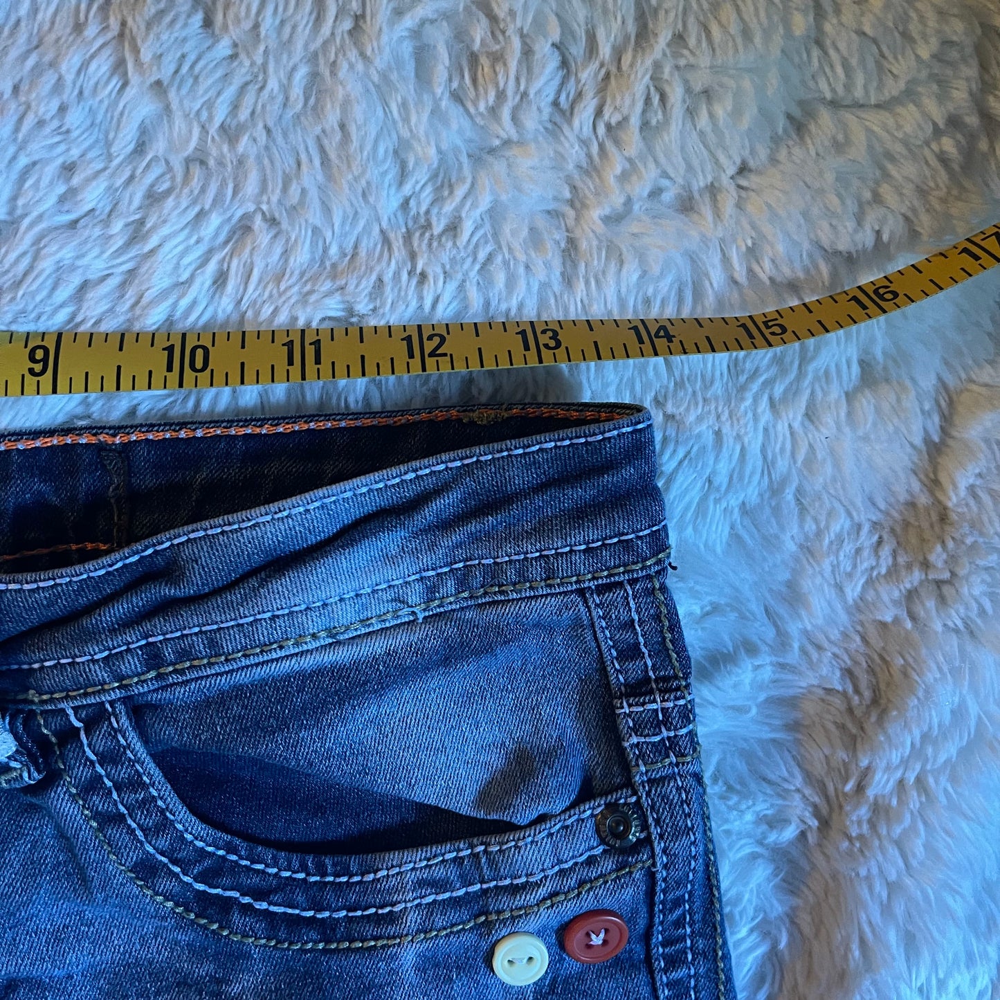 reworked OOAK 2000s coquette milkmaid princess denim micro mini skirt with ruffles & ribbons ୨୧