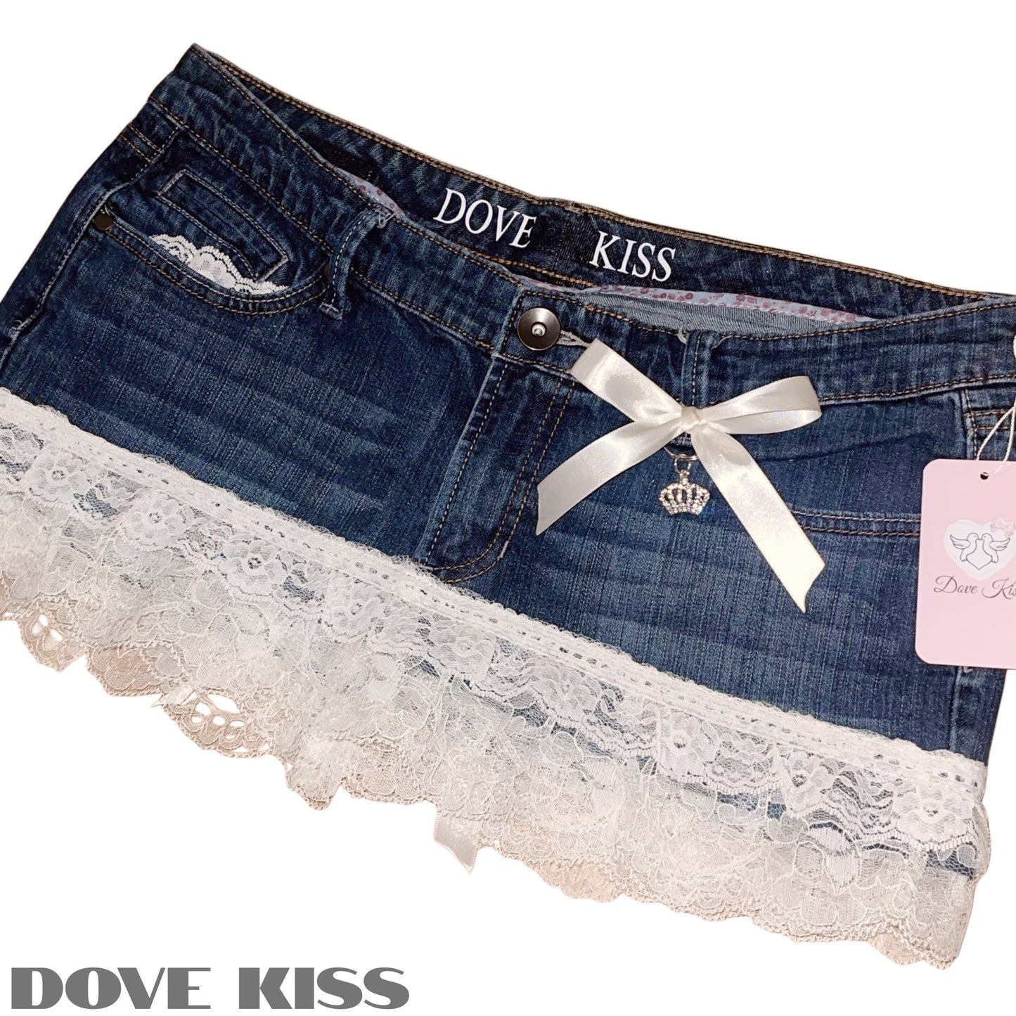 Reworked/Upcycled Mini Skirt (with lace & embellishments)