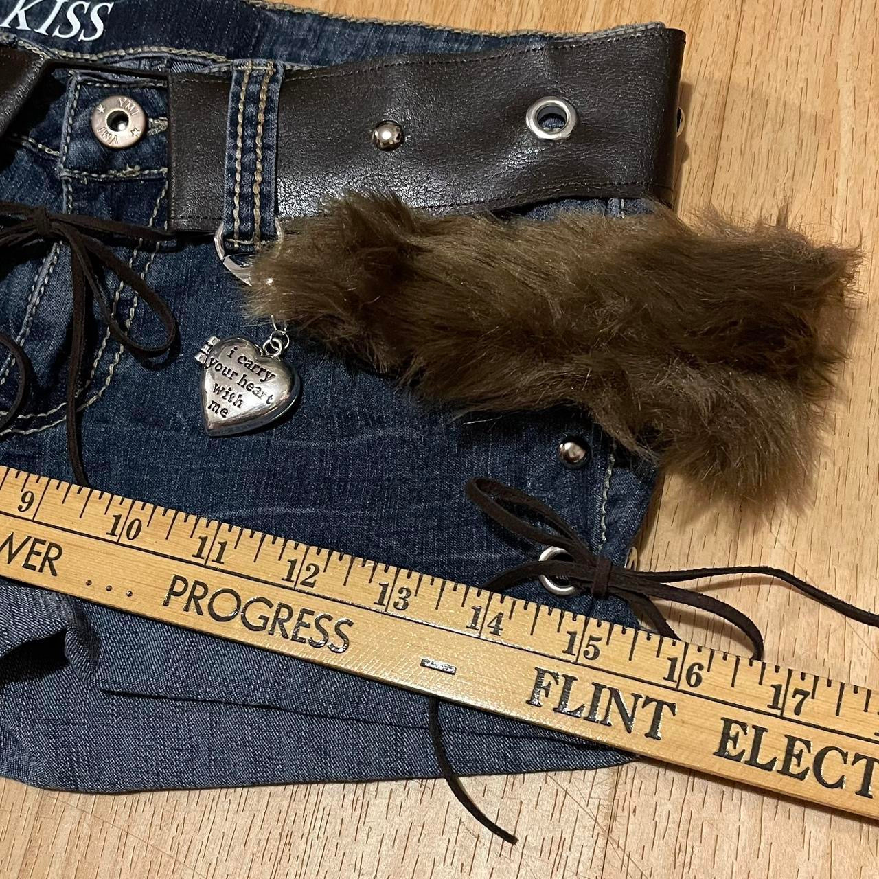 ROCKSTAR PRINCESS Mini Faux Fur Denim Shorts - SIZE XXXS
