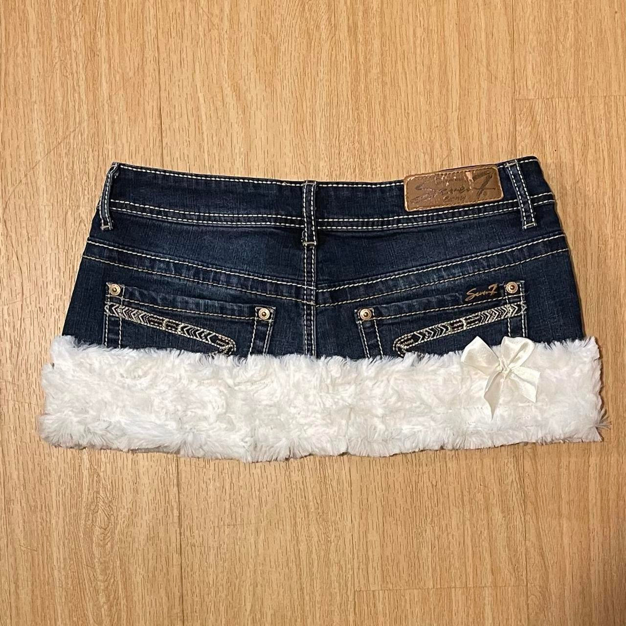 𓏲ּ𝄢 Dove Kiss ‘swan princess’ 2000s micro mini faux fur trim skirt with partial inner fur lining