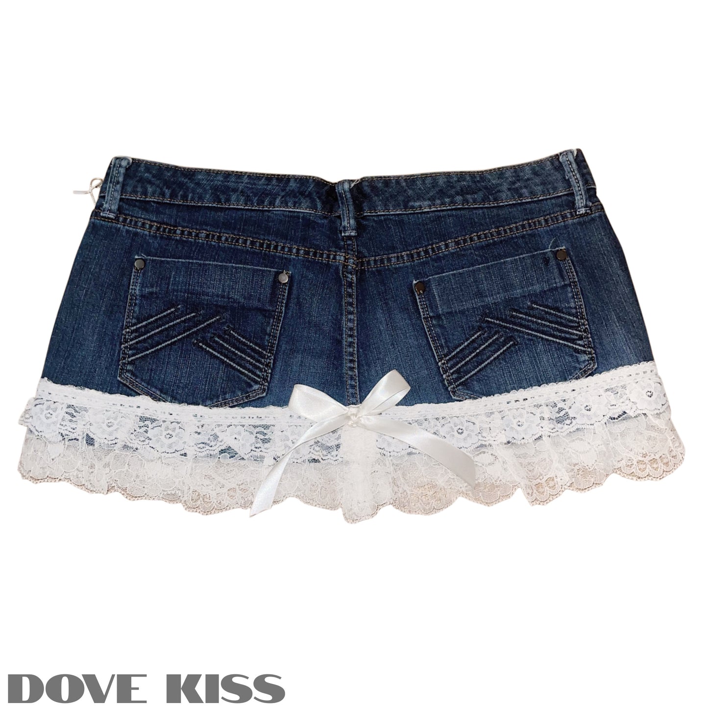 Reworked/Upcycled Mini Skirt (with lace & embellishments)