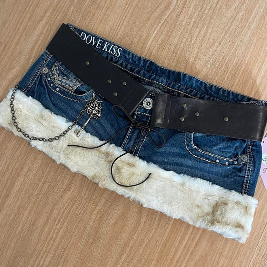ROCKSTAR PRINCESS Micro Mini Faux Fur Skirt - SIZE L