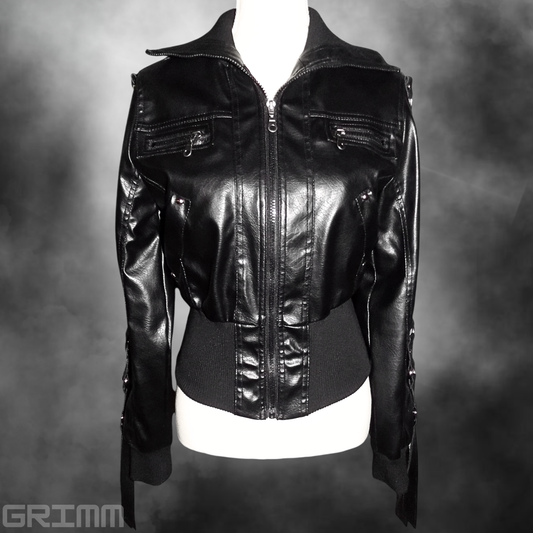 "KOSA" 1 of 1 Reworked Ringmail Faux Leather Moto Style Jacket