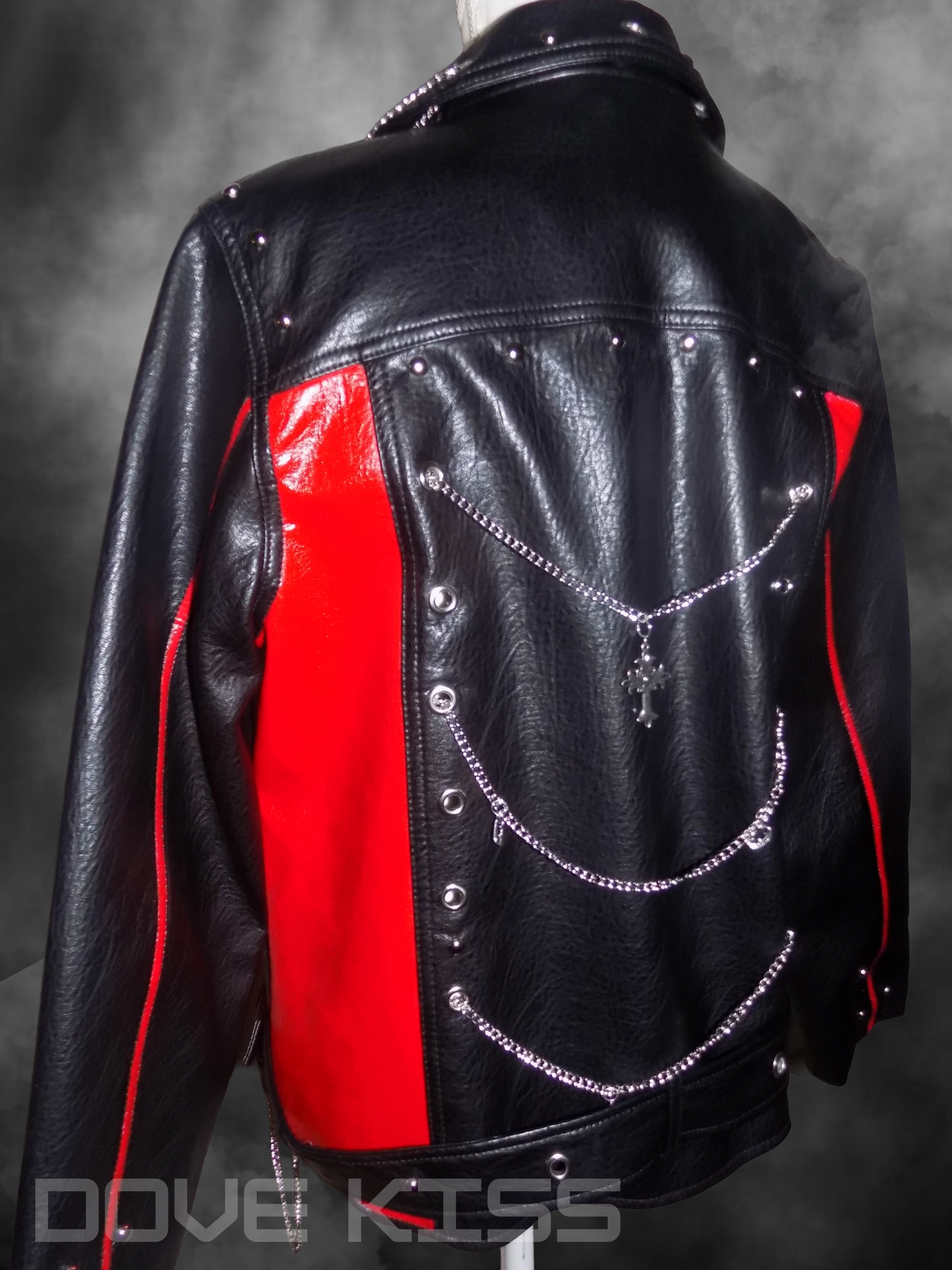 "LOVE BITES" 1 of 1 Reworked Faux Leather Jacket (With Hand-painted Details & Embellishments)