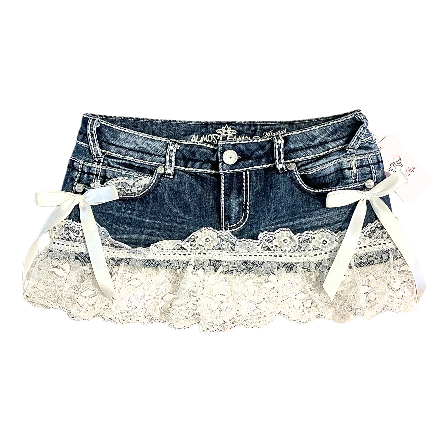 Reworked/Upcycled Mini Skirt (with lace & embellishments)