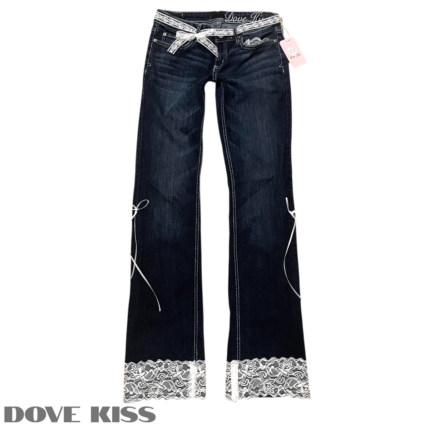 OOAK Reworked/Upcycled Princess Ribbon Jeans (with lace & bows)