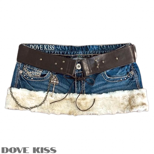 "ROCKSTAR PRINCESS" Micro Mini Faux Fur Skirt - SIZE L
