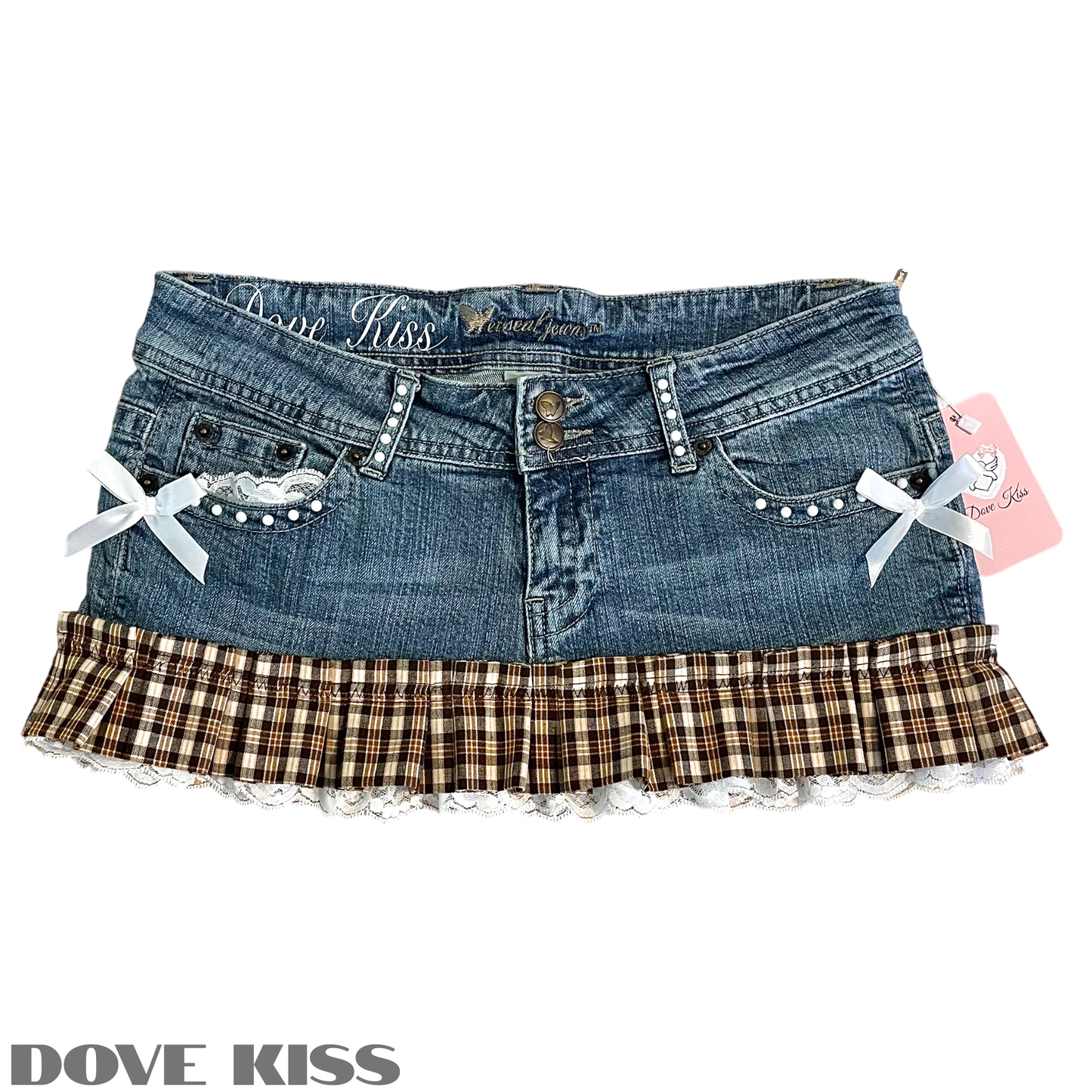Reworked/Upcycled 70s Brooklyn Baby Diva Mini Skirt (with lace & embellishments)